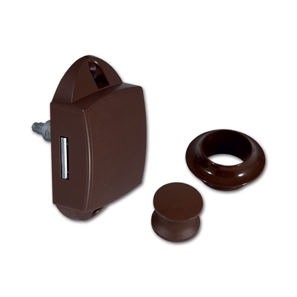 Kit Push-Lock • pulsante e rosetta • marrone • blister