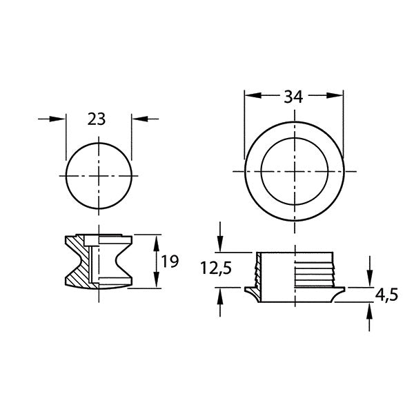 Kit Push-Lock • pulsante e rosetta • marrone • blister