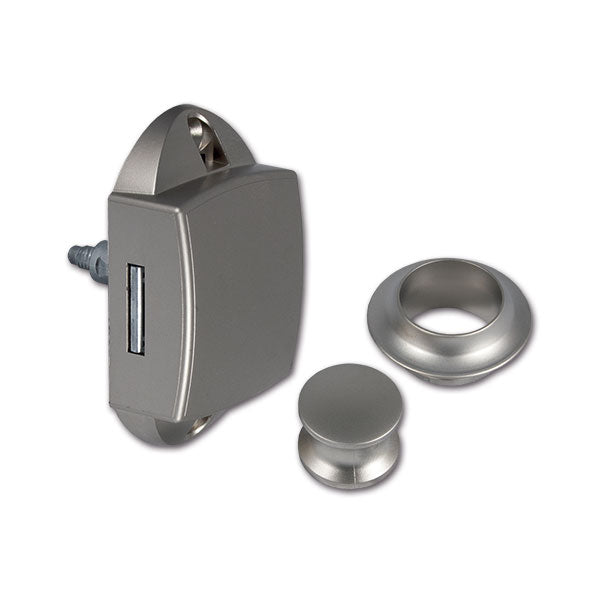 Vernickeltes Push-Lock-Kit mit Knopf und Rosette