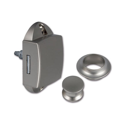 Vernickeltes Push-Lock-Kit mit Knopf und Rosette