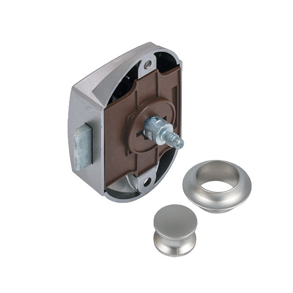 Vernickeltes Push-Lock-Kit mit Knopf und Rosette