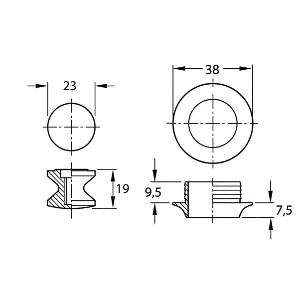 Vernickeltes Push-Lock-Kit mit Knopf und Rosette