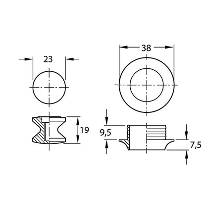 Vernickeltes Push-Lock-Kit mit Knopf und Rosette