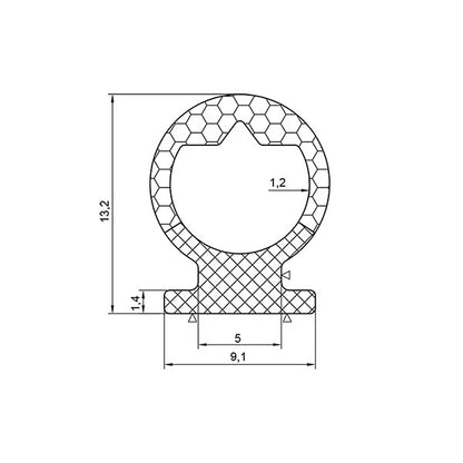 Guarnizione porta con bulbo a base piatta • 25 m