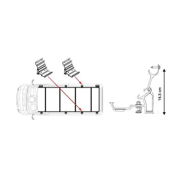 Kit staffa centrale Rail Ducato BLK