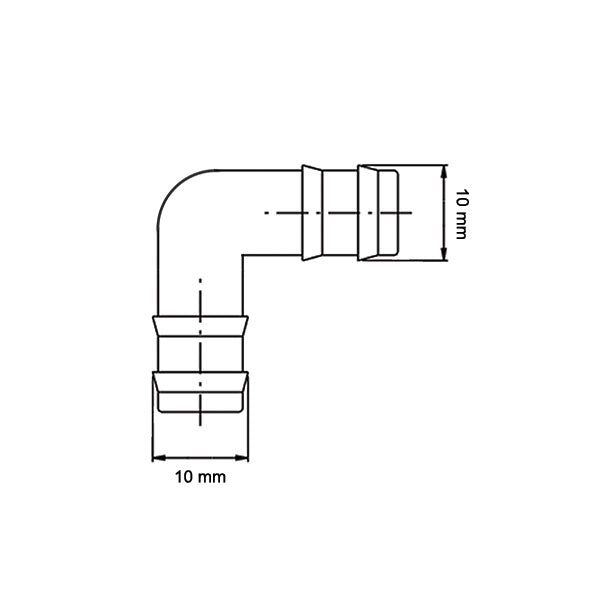 Manicotto curvo 90° • Ø 10 mm • blister