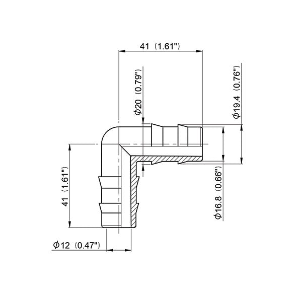 Manicotto curvo 90° • Ø 20 mm