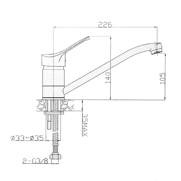 Miscelatore monocomando • canna lunga • 250 mm