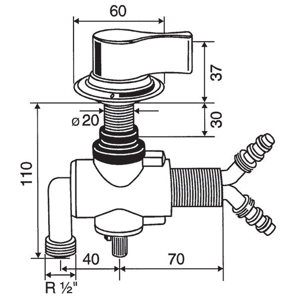 Miscelatore sottotavolo • manopola cromata