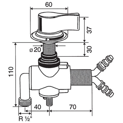 Miscelatore sottotavolo • manopola cromata