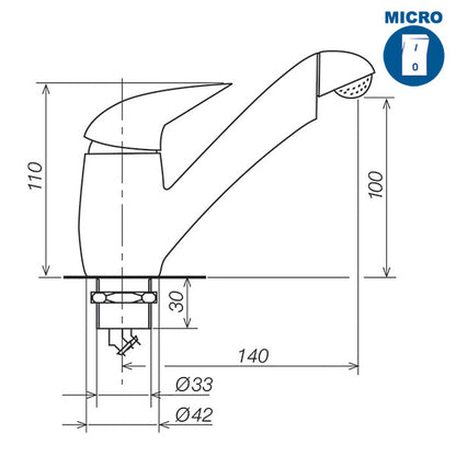Miscelatore PELIKAN • micro-interruttore • Ø 33