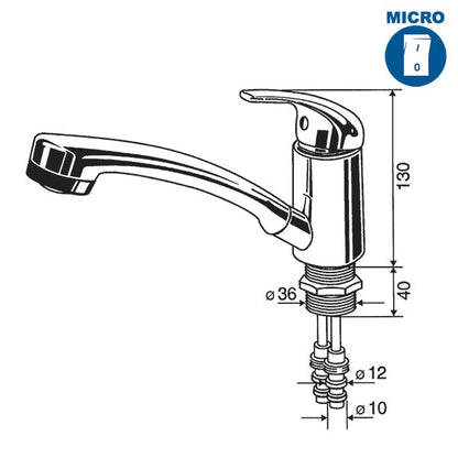 Miscelatore Mono • doccetta e interruttore • Ø 36 mm
