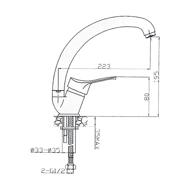 Miscelatore • canna curva girevole • Ø 33/35 mm