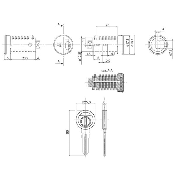 Kit 10 Zylinder 2 Schlüssel Zadi