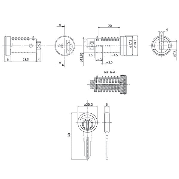 Kit 1 cilindro 1 chiave Zadi • A.S. 45 • blister