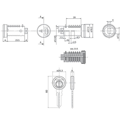 Kit 1 cilindro 1 chiave Zadi • A.S. 45 • blister