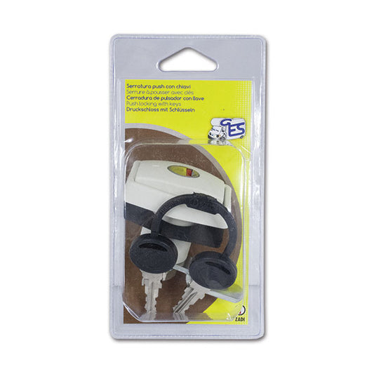 Serratura push bianca Zadi con chiavi • blister