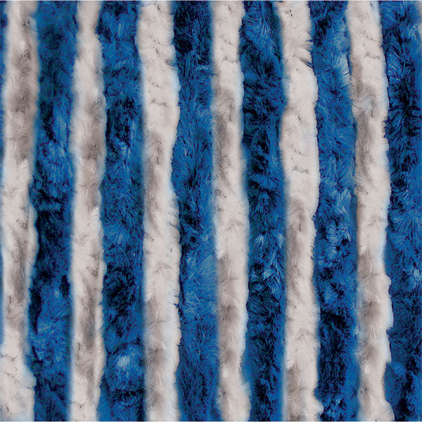 Chenille-Vorhang weiß / blau • 56 x 200 cm