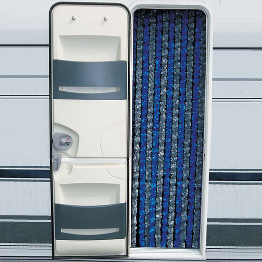 Tenda ciniglia grigio / blu • 56 x 200 cm