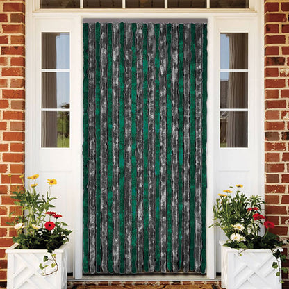 Tendina ciniglia grigio/verde • 90 x 200 cm