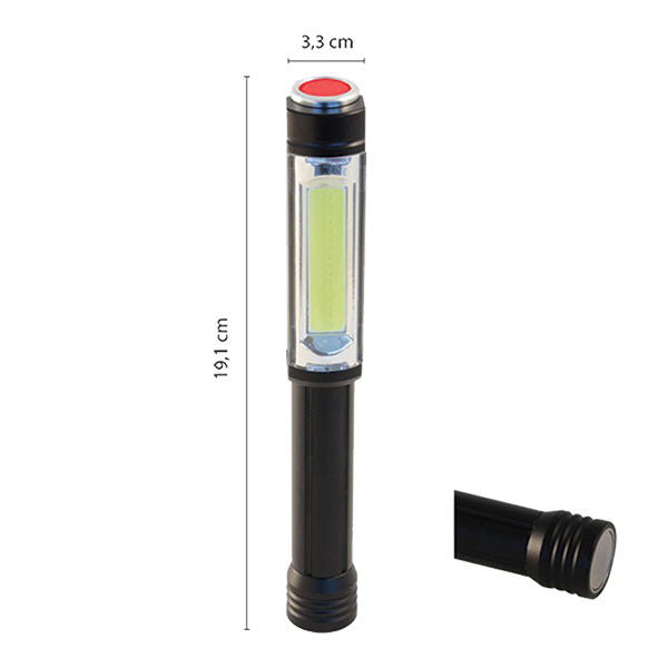 Torcia LED alluminio COB 3W • flash rosso