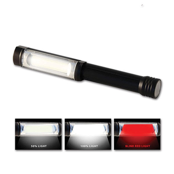 Torcia LED alluminio COB 3W • flash rosso