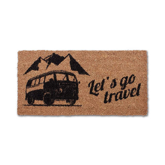 Kokosnuss-Fußmatte „Auf geht's auf Reisen“ • 25 x 50 cm